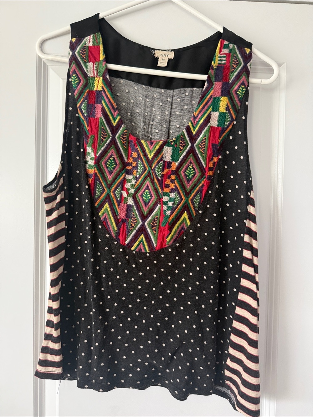 Anthropologie Tiny Embroidered Multicolor Scoop Neck Tank Top